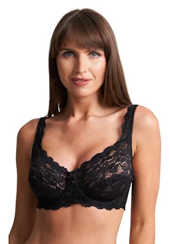 Image of ShopMCR Ladies Full Cup Lace Underwired Bra Soft Cup Full Coverage Non-Padded Push up Women’s Bra (Black, 42DD)