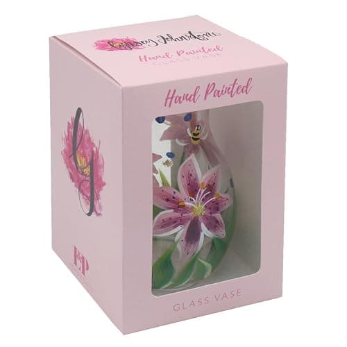 Image of Lesser & Pavey Lynsey Johnstone Pink Lilies Vase | Flower Vase Gift for Home Decor | Small and Large Sizes for All Homes | Lovely Vases for Interior Decoration