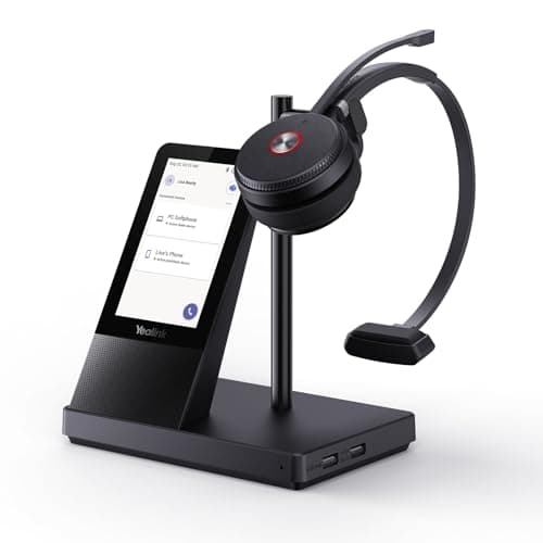 Image of Yealink WH66 Wireless Headset with 4" Screen, DECT Headset with Mic for Teams,Zoom Certified with 525ft Range,Full-duplex Speaker,13H Call Time,Office Work Headphone for Desk Phone,PC,Cell Phone