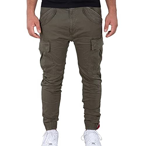 Image of Alpha Industries Mens Airman Casual Trousers Pants, Black Olive, 32 UK
