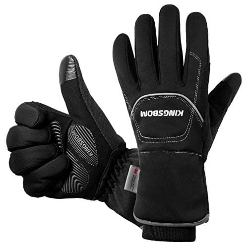 Image of KINGSBOM -40℉ Waterproof & Windproof Thermal Gloves - 3M Thinsulate Winter Touch Screen Warm Gloves - For Cycling,Riding,Running,Outdoor Sports - For Women and Men - Black(Large)