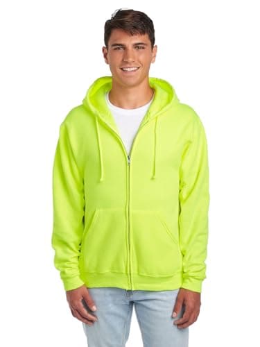 Image of Jerzees Men's NuBlend Fleece Hoodies & Sweatshirts, Cotton Blend, Sizes S-3x Hooded, Full Zip-Safety Green, S