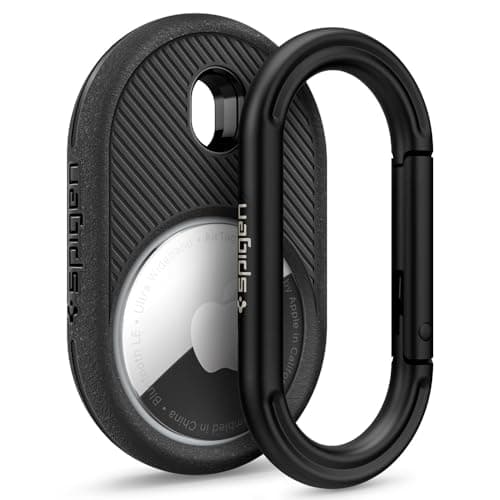 Image of Caseology by Spigen Vault Protective AirTag Holder Case Compatible with AirTag 2/1 (2026/2021) Secure Keychain Ring and Pet Collar Attachment - Matte Black