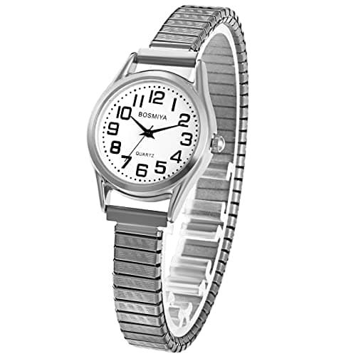 Image of JewelryWe Womens Stretch Band Watches: Easy Reader Alloy Wrist Watches - Analog Quartz Watches Gifts for Girlfriend Mother Wife