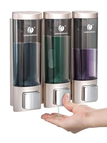 Image of Triple 200ML Soap Dispenser Bathroom Wall Mounted Shower Gel Shampoo and Conditioner Dispenser Kitchen Dish Detergent Container Hand Body Wash Liquid Soap Dispenser for Home Hotel Restaurant
