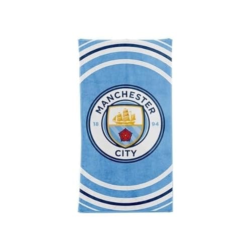 Image of MANCHESTER CITY FC Official Pulse Design Towel (One Size) (Blue/White)