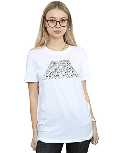 Image of Star Wars The Rise of Skywalker Trooper Filled Logo Women's Boyfriend Fit T-Shirt White Small