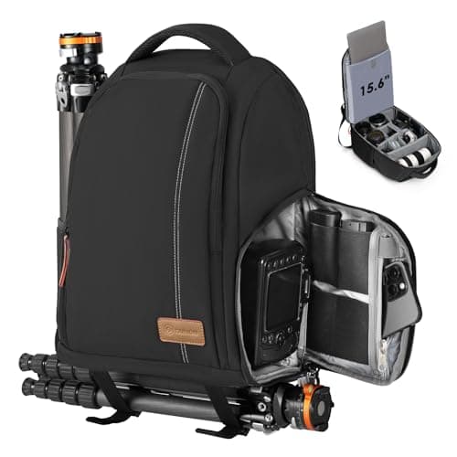 Image of TARION 15L Waterproof Camera Backpack - DSLR Camera Bag with 15.6" Laptop Compartment Side Access Waterproof Rain Cover Tripod Holder for DSLR SLR Mirroless Cameras TB04