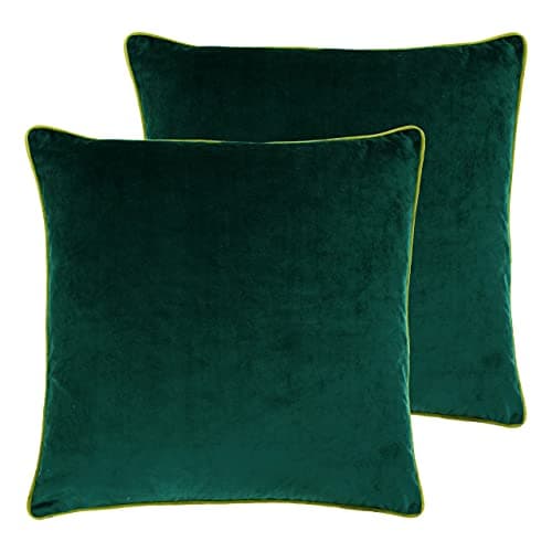 Image of Paoletti Meridian Feather Filled Cushions (Twin Pack), Polyester, Emerald/Moss