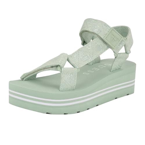 Image of Guess Women's Avin Sandal, Light Green/White Logo 330, 6 UK