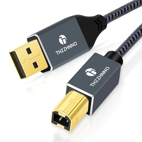 Image of Thzzhnno USB Printer Cable 2M, USBA to USBB Cable, USB 2.0 Type A Male to B Male Scanner Cord for HP, Dell, Epson, Xerox, Lexmark, Brother, Canon, Samsung, Piano