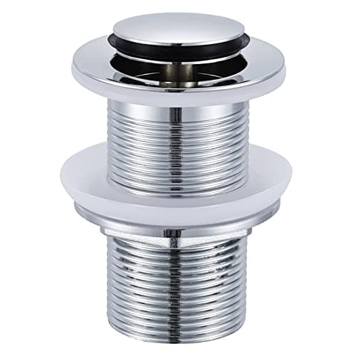 Image of Peppermint Unslotted Basin Sink Pop Up Click Clack Waste Plug Without Overflow for Bathroom Sink, Brass Sprung Plug Waste, Chrome