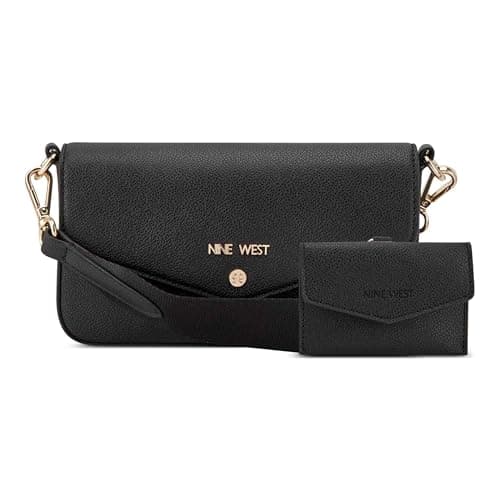 Image of NINE WEST Women's Peaches Mini Crossbody Flap, Black, One Size