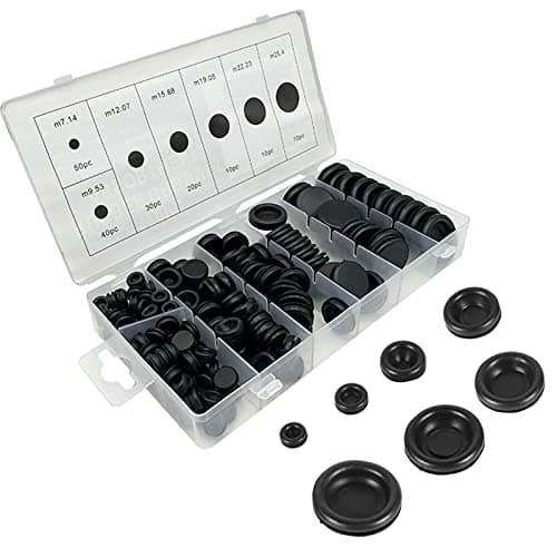 Image of 170 Piece Rubber Grommet Set, Black Rubber Grommet Electric Conductor Sealing Ring Cable Grommet Set for Protection of Wires, Plugs and Cables (7 Different Sizes)