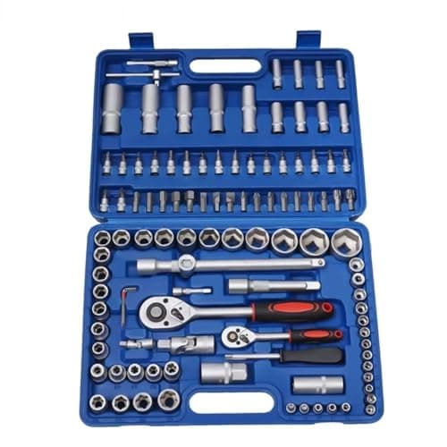 Image of 108-Piece Set for Cars - Ratchet Wrench & Torque Tools Auto Mechanic Kit Complete Hand Tool Box for Home Repairs & Wheel Maintenance