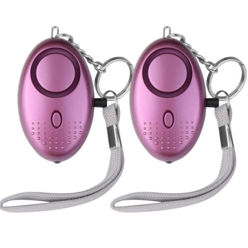 Image of 2Pc 140db Police Approved Mini Minder Loud Personal Staff Panic Rape Attack Safety Security Alarm Keyring with Torch - Secured by Design Approved (Police Preferred Specification) (Purple)