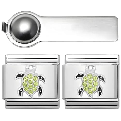 Image of 3Pcs Personalized Marine Life Charm, Italian Charms Bracelet Set with Link Charms & Charm Tool, Stainless Steel Italian Link Bracelet Accessory for Women