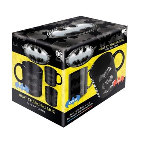 Image of Pyramid International Batman Heat Change Mug – Official Batman Ceramic Mug with Heat-Activated Design, Iconic Batman Logo Appears with Heat, Ceramic, for Fans, Great for Home or Office Use