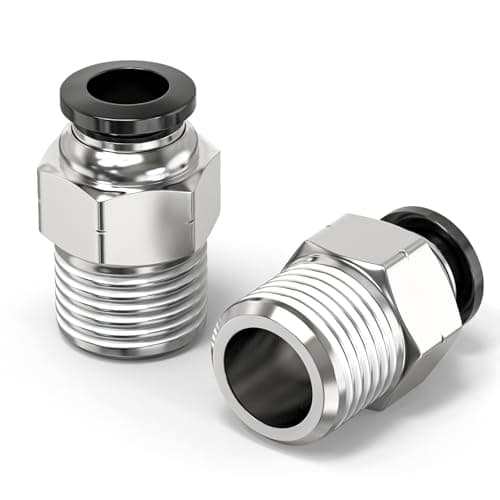 Image of ERGAOBOY 10 Pcs Male Straight 4MM Tube OD x 1/8" BSP Thread Push to Connect Fittings, Air Push Connect Tool Pneumatic Hose Fittings