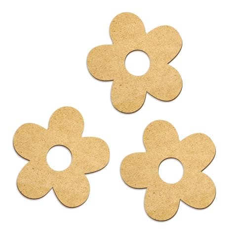 Image of MDF Flower Craft Blanks – Set of 3: Daisy Wooden Cutouts for Crafting, Painting, DIY Projects, Scrapbooking, Flower Cutouts, Embellishments