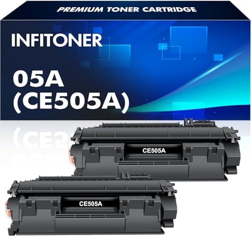 Image of INFITONER 2 Pack 05A CE505A CE505AD 05X CE505X CE505D CE505XD Toner Cartridge Replacement for LaserJet P2035 P2055DN P2035N P2055 P2055D P2055X P2030 P2050 Black