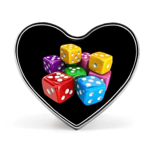 Image of Colorful Dice Brooch Pins Heart Badge Button Tie Lapel Backpack Pin Decoration for Women Men