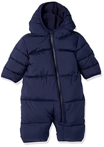 Image of Amazon Essentials Unisex Babies' Water-Resistant Winter Puffer Bunting Suit, Dark Navy, 24 Months