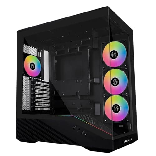 Image of Lian Li V100 ATX Mid-Tower PC Case, 4 x 120mm ARGB PWM Fans Pre-Installed, LED RGB Strip, Display Platform with Tempered Glass, Support 415mm GPUs, 360mm Radiator, Optimized Airflow - Black (V100RX)