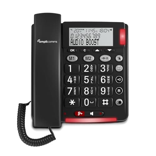 Image of Amplicomms Bigtel 48 Big Button Phone Loud Sound Corded Landline Phones with Hands-free function, Large display, Audio Boost and Extra Loud Ringers, Hearing Aid Compatible Telephone