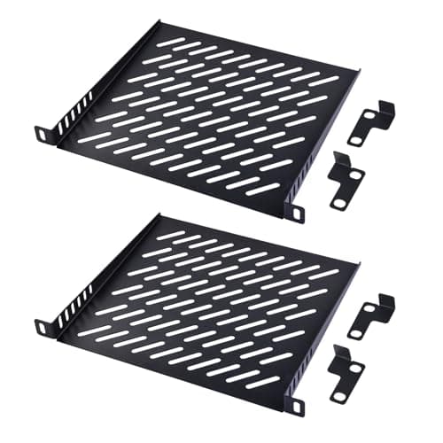 Image of GeeekPi 0.5U Server Rack Shelf, 10-inch 200mm Depth Universal Rack Mount Shelf, Vented Cantilever Tray for 10 inch Server & Network Cabinets and DeskPi RackMate T1/T0