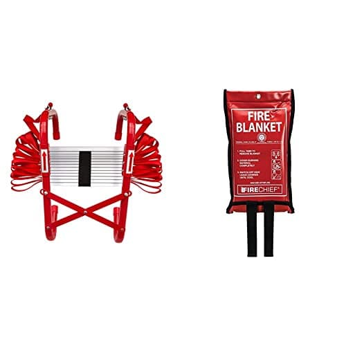 Image of Firechief FEL430 Firechief Fire Escape Ladder For Home Use | Compact Lightweight Ladder For Emergency Situations & SVB1/K40 Kitemarked Budget Fire Blanket | Small Fire Blanket (1m x 1m)