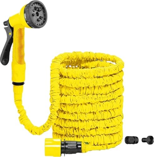 Image of HomeVibe 50FT Expandable Garden Hose Pipe with Spray Gun – Magic Flexible Hose with 7-Pattern Nozzle, Anti-Kink, Lightweight, Space-Saving for Car Washing, Plants, Lawn