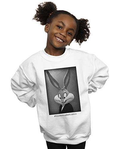 Image of Absolute Cult Looney Tunes Girls Bugs Bunny Yougottabekiddin Sweatshirt White 7-8 Years