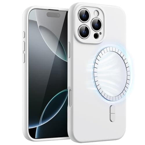 Image of JETech Magnetic Silicone Case for iPhone 16 Pro 6.3-Inch, Compatible with MagSafe, Silky Soft Touch, Shock Absorbing Phone Cover with Camera Lens Full Protection (White)