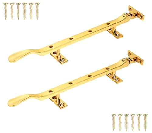 Image of TERF® 250mm Heavy Duty Traditional Victorian Style Polished Brass Window Casement Stay Spoon Style 250mm (10 inch) including Fixing Screw - Pack of 2