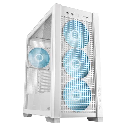Image of ASUS TUF Gaming GT302 ARGB ATX Mid-Tower PC Case – Four 140 x 28 mm ARGB Fans for High Airflow, Interchangeable Tempered Glass or Mesh Side Panels, Supports BTF Hidden-Connector Motherboards | White