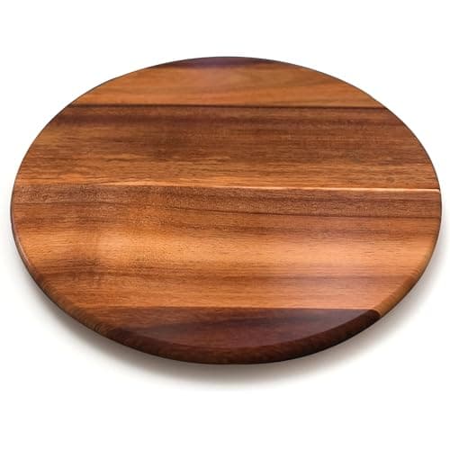 Image of Lazy Susan Turntable for Dining Table | Large Rotating Food Serving 35cm Lazy Susan Table | Food Turntable for Both Indoor & Outdoor | Round Table Centrepiece Tray (Acaica Wood)
