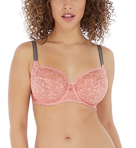 Image of Freya Women's Offbeat Underwire Side Support Bra Plunge, Semi-Sheer, Rose Hip, 36F
