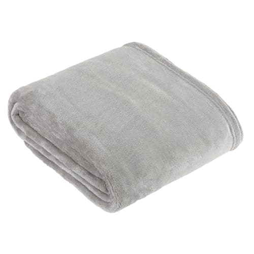Image of furn. Harrow Fleece Throw – Silky Soft Lightweight Flannel Blanket for Bed or Sofa (Grey - 140x180cm)