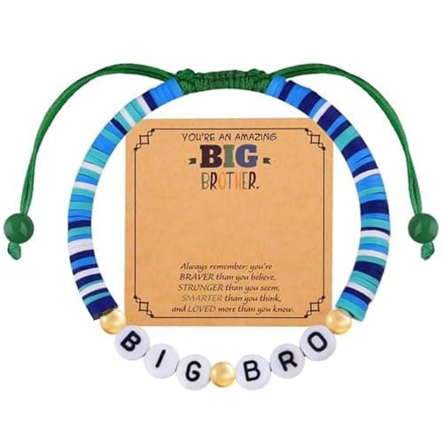 Image of ZALAOR Big Brother Gifts Bracelet – Adjustable Clay Beaded Bracelet for Boys Men – Inspirational Brothers Jewellery with Greeting Card – Birthday Gift for Big Brother