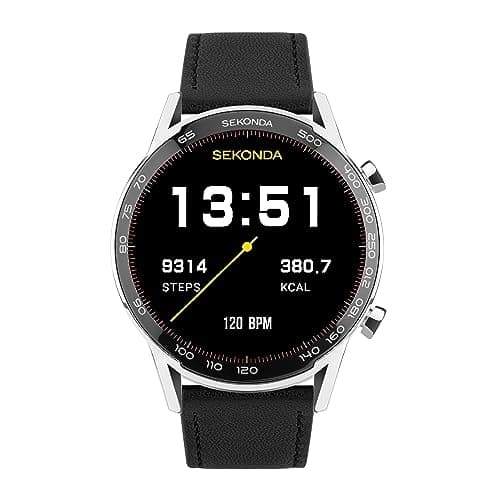Image of Sekonda Active Plus Smart Watch 45mm with Black Leather Strap 30178