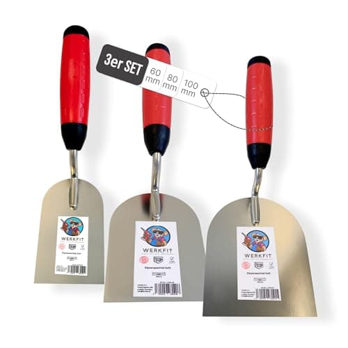 Image of WERKFIT Professional Plasterer's Trowel Set - Rustproof Plaster Spatula - Masonry Trowel with Soft Grip - Plastering Trowel Made in Austria (60+80+100)