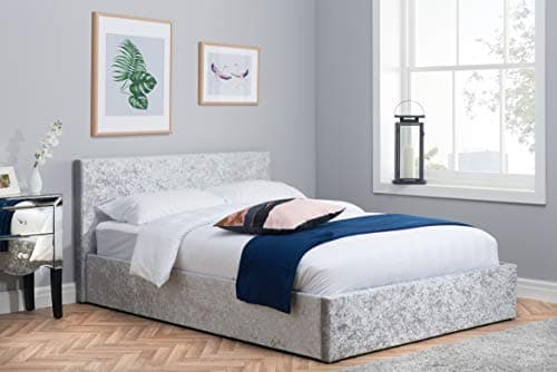 Image of Birlea Berlin Ottoman Storage Bed, Crushed Velvet, Steel, Small Double BEOT4STEV2
