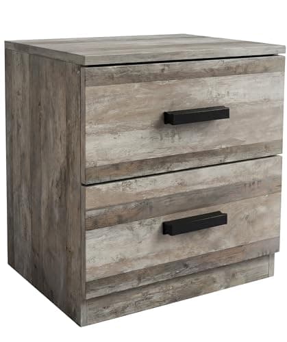 Image of Blisswood Chest of Drawers, 2 Drawer Bedroom Chest of Drawers, Chest of Draws with Smooth Metal Runners Bedside Table Cabinet for Living Room Office Furniture 40Wx 36Dx 45H cm (Ash Grey)