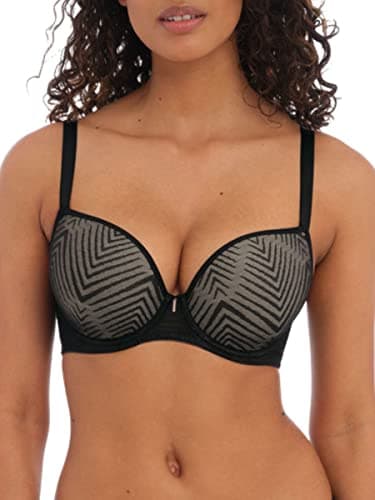 Image of Freya Women's Tailored Underwire Molded Plunge T-Shirt Bra, Black, 38E