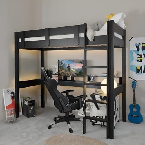 Image of Noa and Nani Vortex Gaming Station High Sleeper Kids Cabin Bed with Desk in Black
