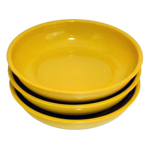 Image of 3pc Mechanics Magnetic Parts Tray Set | 4" 100mm Round Dish with Magnet on The Base | Ideal for Small Parts, Nuts, Bolts and Screws | Hi Vis Yellow