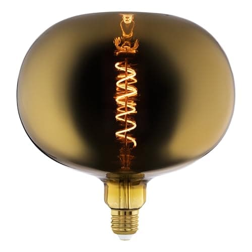 Image of Eglo Dimmable E27 LED Big Size, apple shape, vintage spiral filament light bulb, extra-large Edison lamp for retro lighting, 4 watt, 50 lumen, warm white glow, gold vaporized, 2200k, Ø 9"