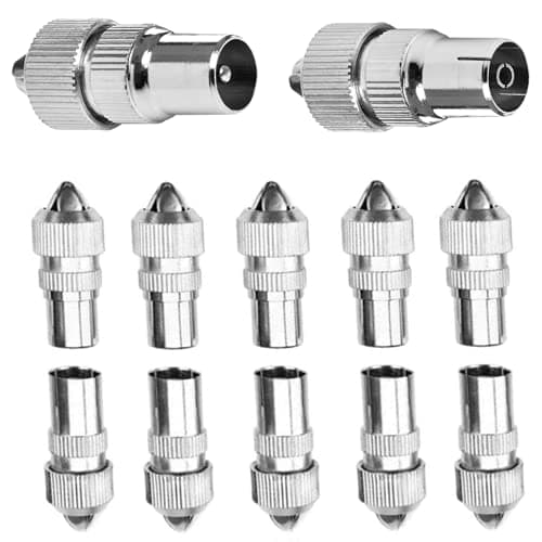 Image of YUNSHANGHT 12 Pack TV Aerial Connectors,Metal TV Coaxial Cable Connectors Male to Female,Coaxial Connector Coax RF Cable Aerial Plug,6x Female & 6x Male TV Aerial Coaxial Cable Connectors Adaptor