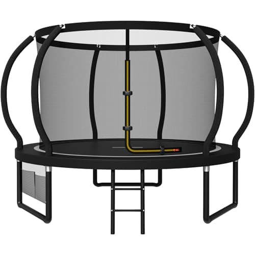 Image of JUMMICO Garden Trampoline for Children, 6ft/7.5ft/10ft/12ft/14ft/16ft Trampoline Outdoor Safety net and Padded Poles for Children Indoor Outdoor Fitness,Maximum up to 150 kg